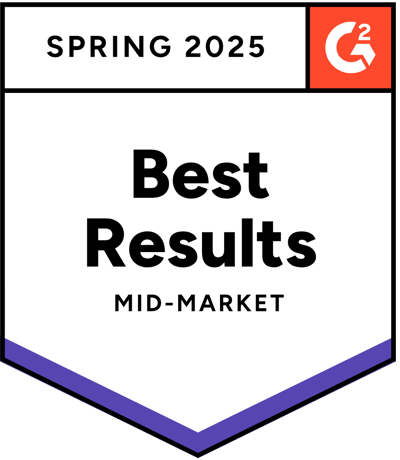 G2 badge Best Results Mid-Market Winter 2024