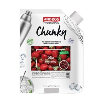 ANDROS PROFESSIONAL MỨT CHUNKY DÂU TÚI 1KG/ STRAWBERRY CHUNKY